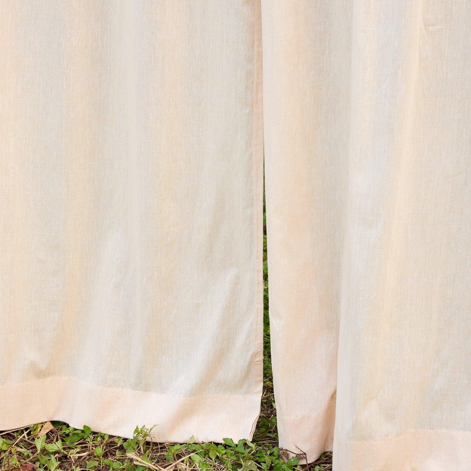 Chikoo Light Brown Cotton Linen Handloom Curtain-Curtains-House of Ekam