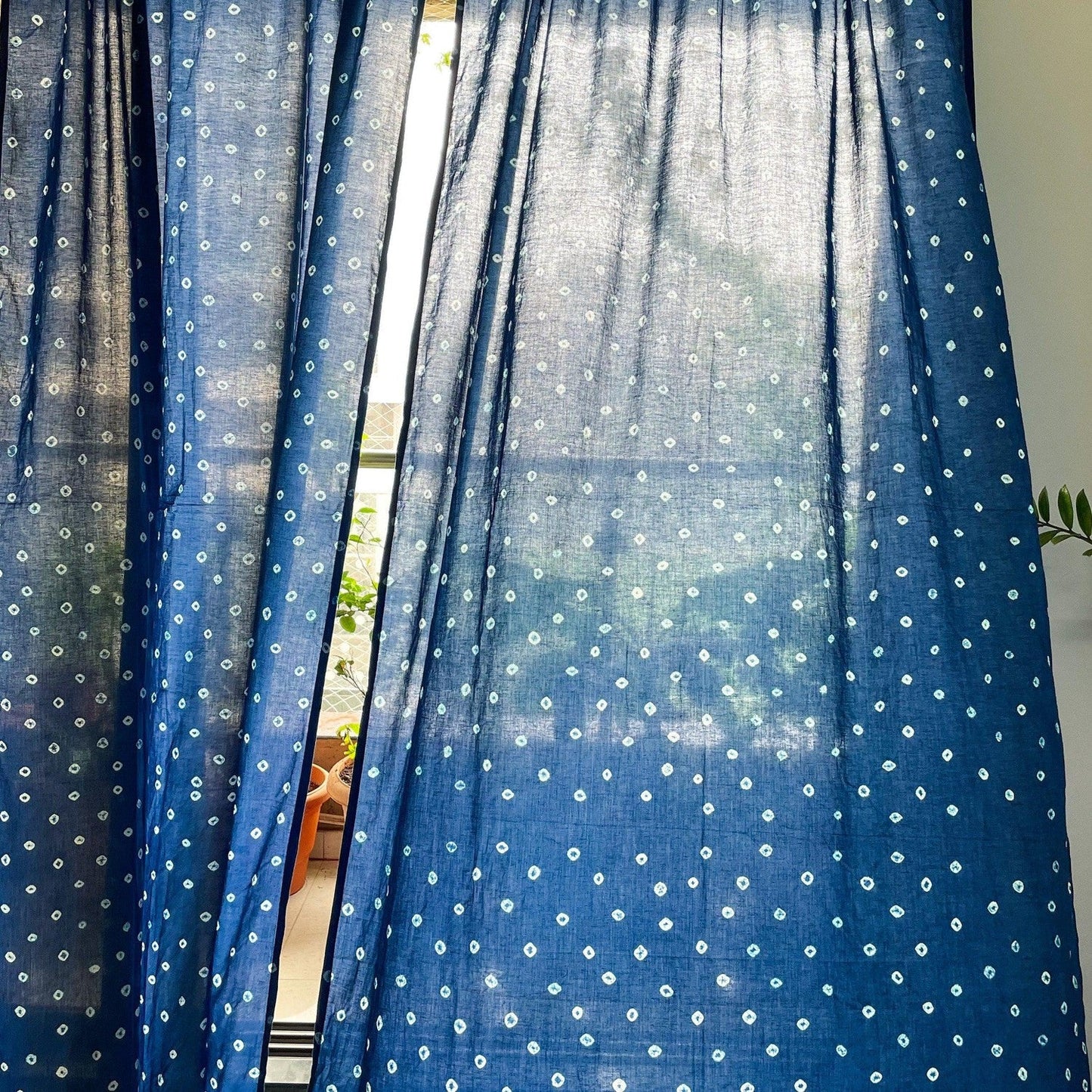Indigo Bandhani Curtains-Curtains-House of Ekam