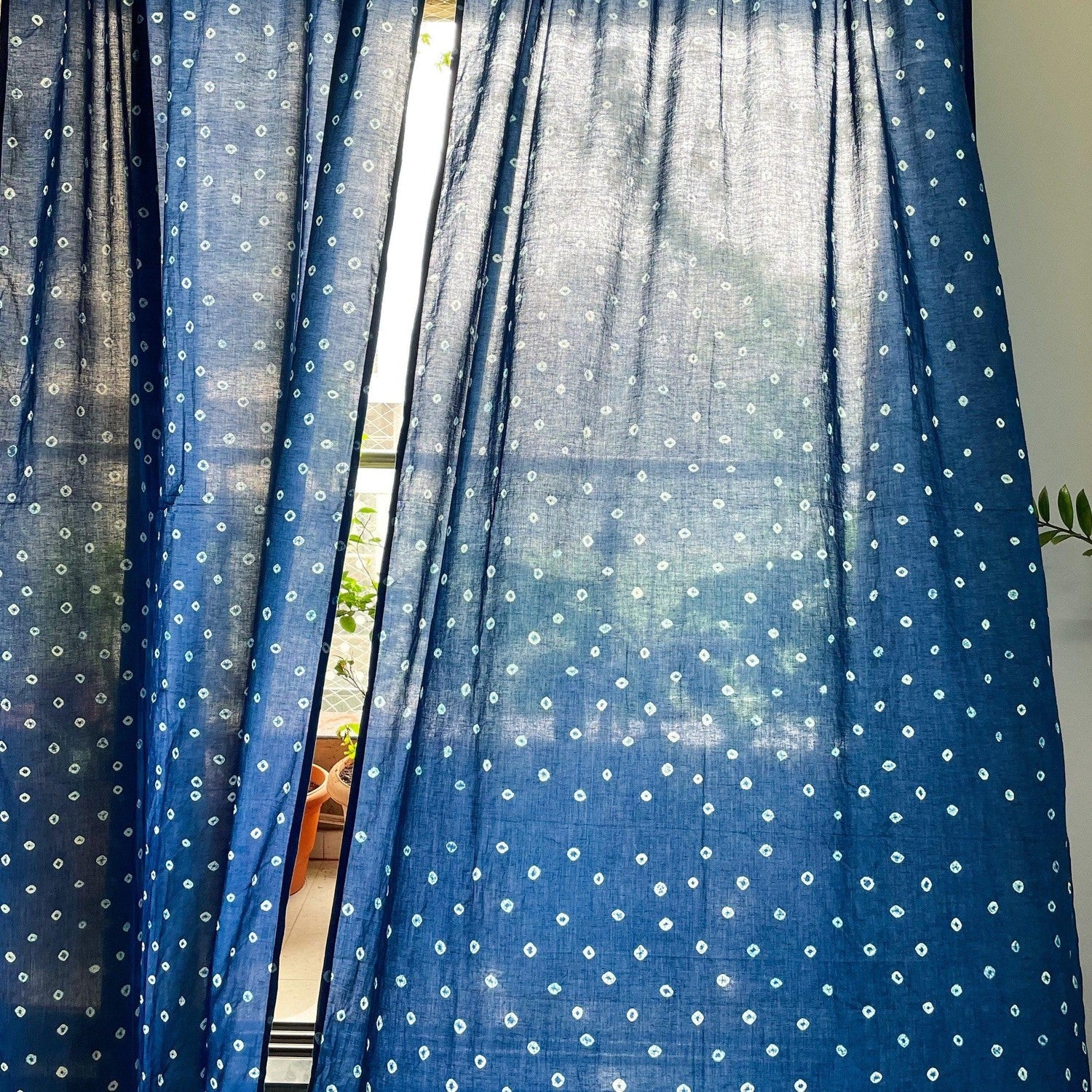 Indigo Bandhani Curtains-Curtains-House of Ekam