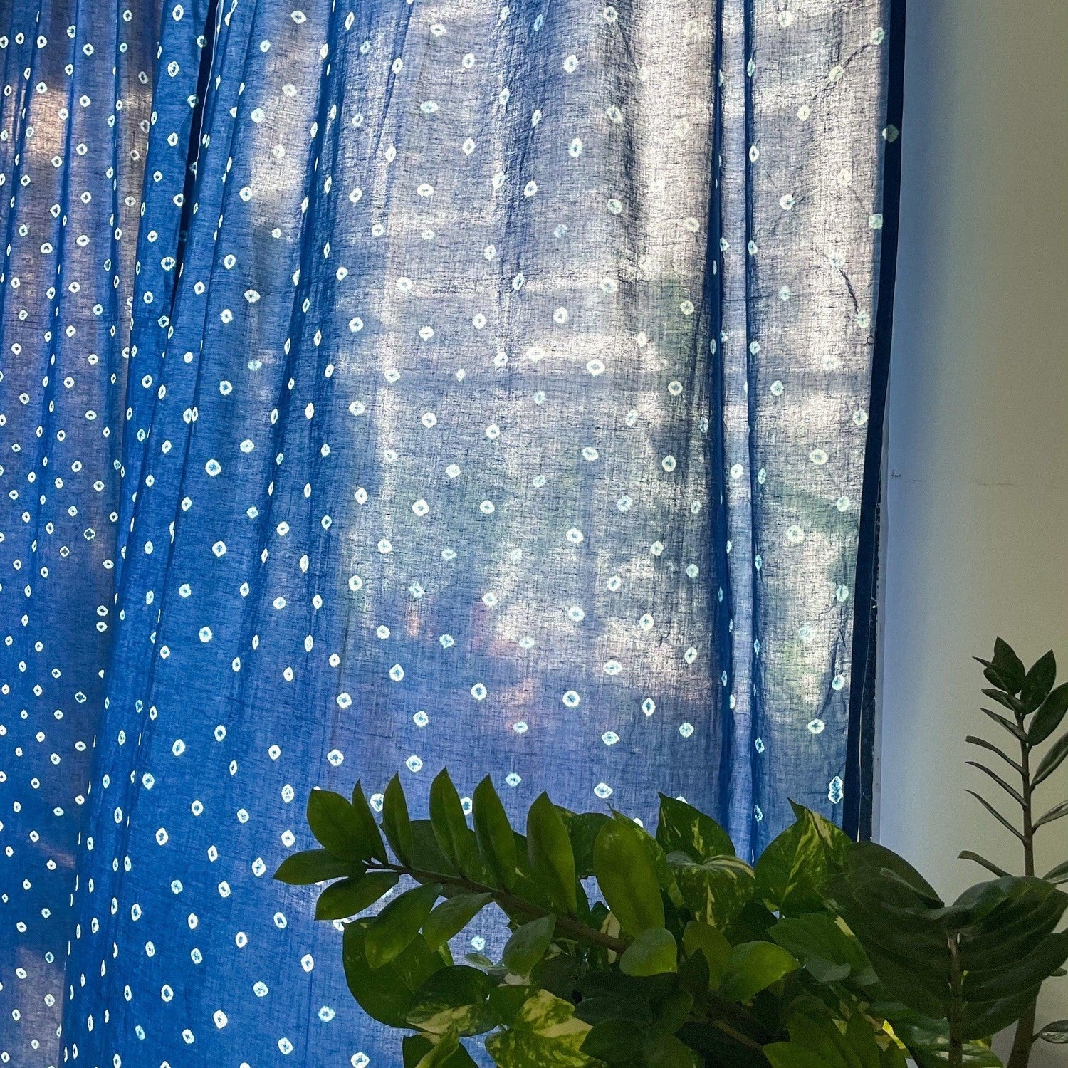Indigo Bandhani Curtains-Curtains-House of Ekam