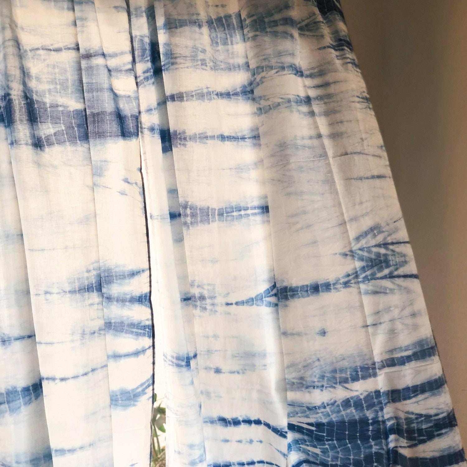 Indigo Hand Tie Dye Sheer Curtain-Curtains-House of Ekam
