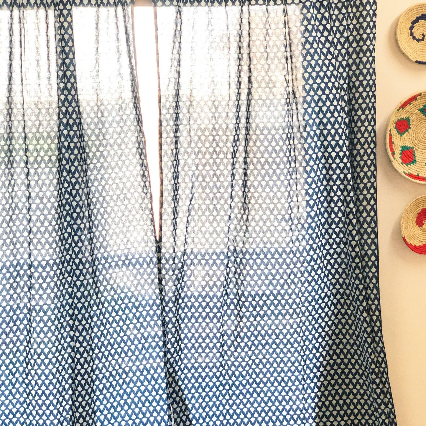 Indigo Tear Drop Semi Sheer Curtain-Curtains-House of Ekam