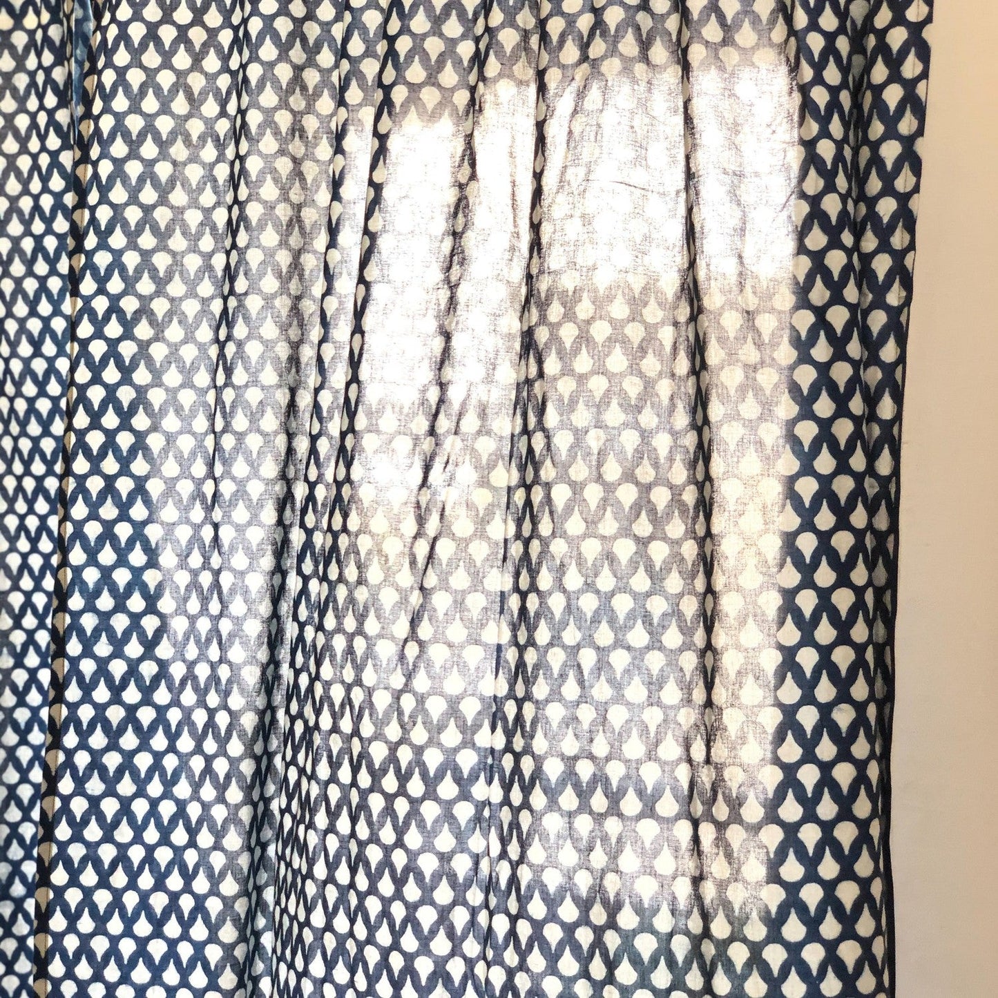Indigo Tear Drop Semi Sheer Curtain-Curtains-House of Ekam
