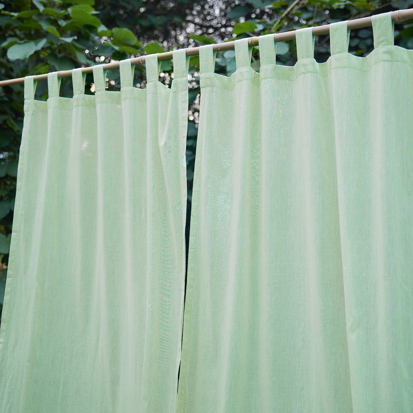 Light Green Cotton Linen Handloom Curtain-Curtains-House of Ekam