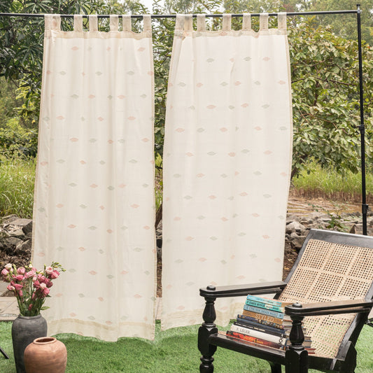 Multicolor Nilambari Extra Weft Venkatagiri Cotton Curtains-Curtains-House of Ekam