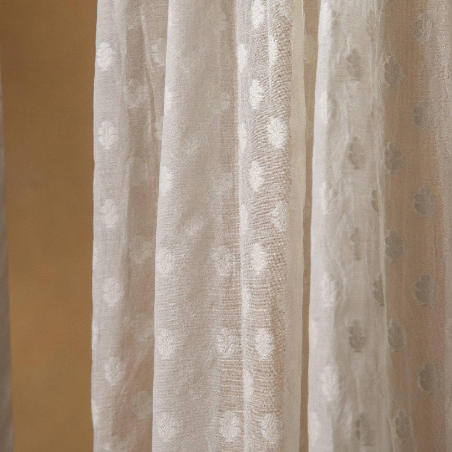 Off-White Floral Buta Banarsi Curtain-Curtains-House of Ekam