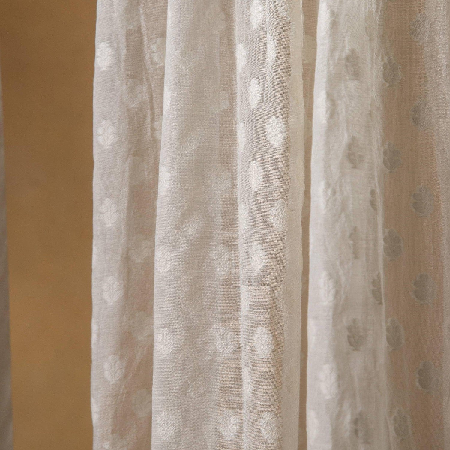 Off-White Floral Buta Banarsi Curtain-Curtains-House of Ekam