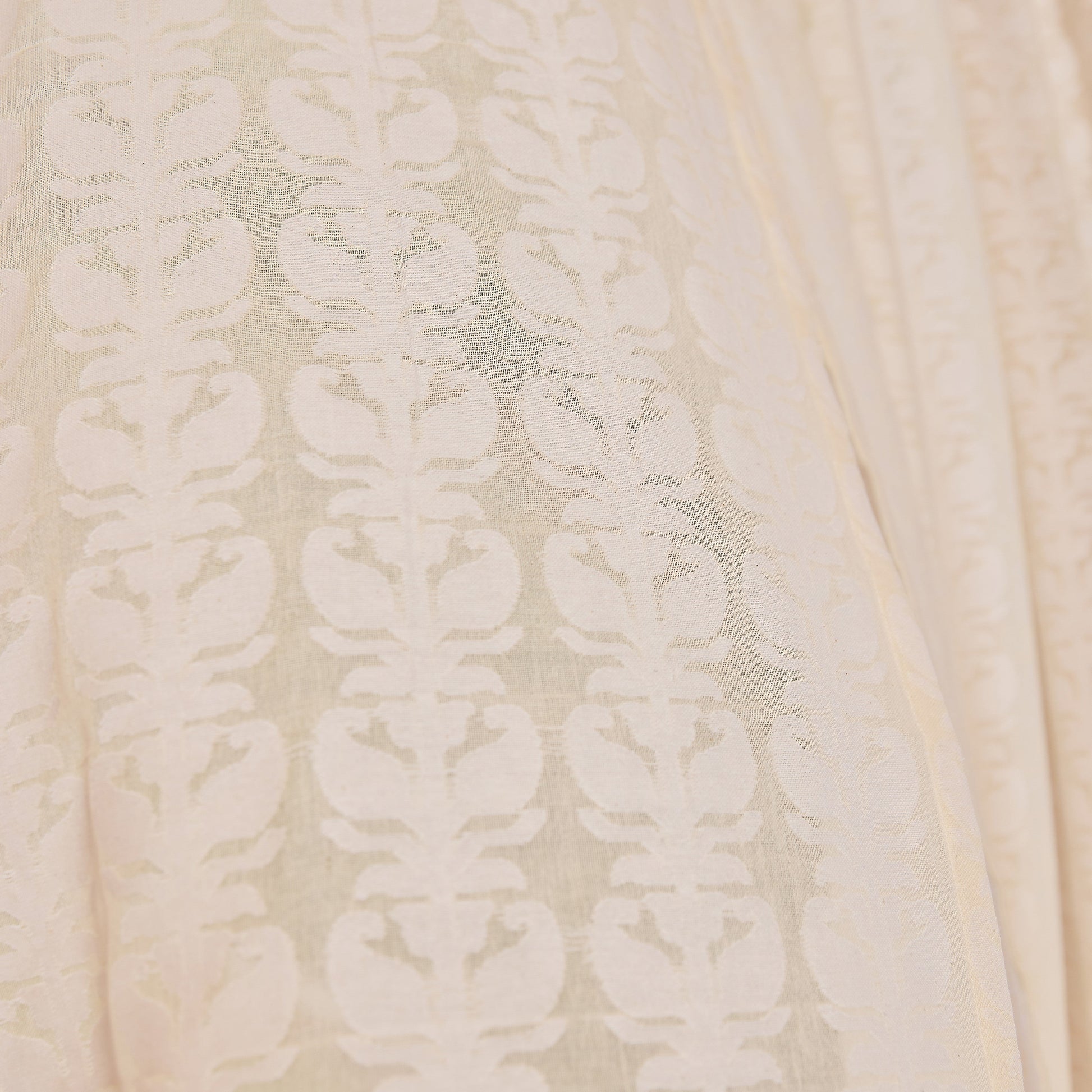 Off-White Paisley Cutwork Cotton Banaras Curtain-Curtains-House of Ekam