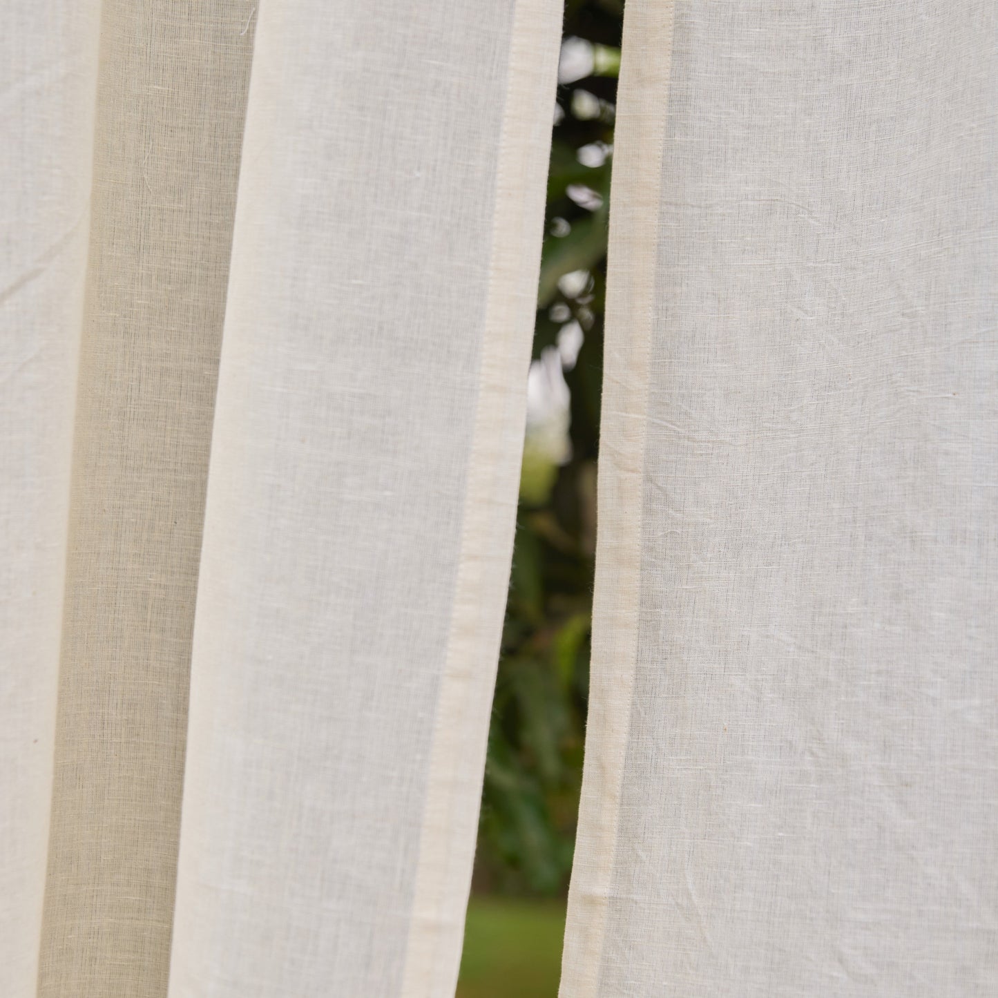 Plain White Cotton Linen Handwoven Curtain-Curtains-House of Ekam