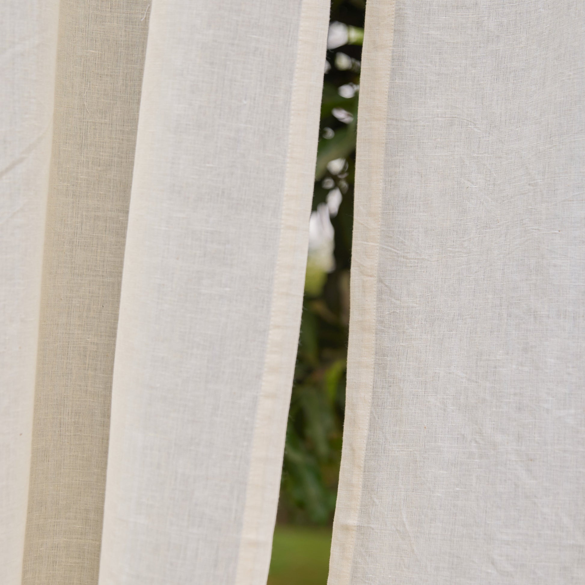 Plain White Cotton Linen Handwoven Curtain-Curtains-House of Ekam