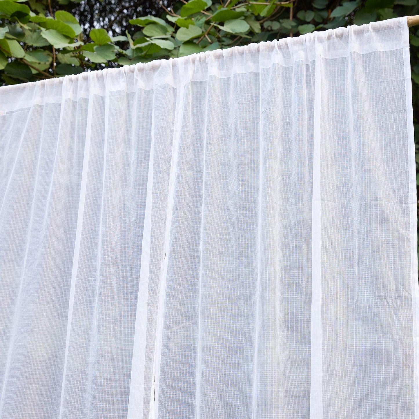 Plain White Kota Doria Cotton Curtain-Curtains-House of Ekam