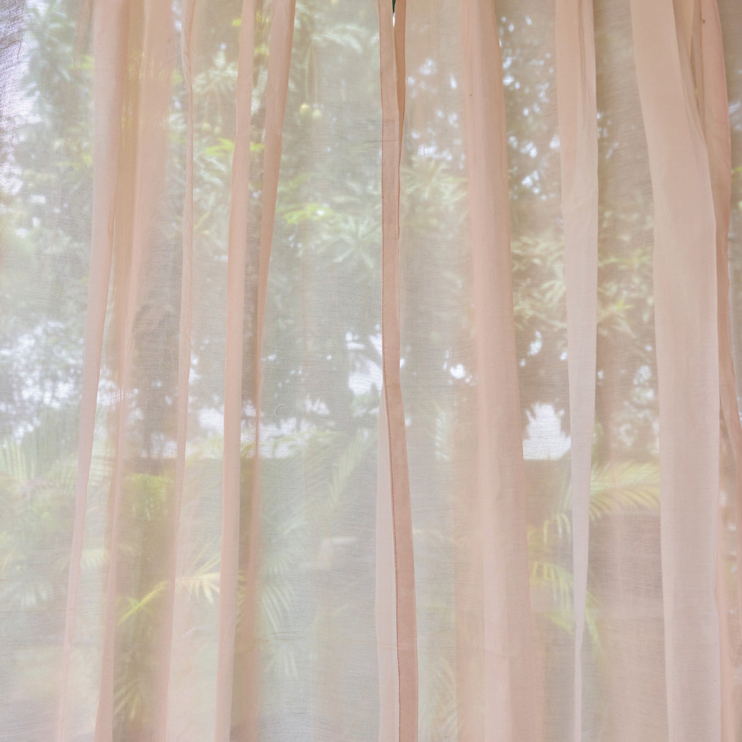 Solid Baby Pink Cotton Silk Sheer Curtains-Curtains-House of Ekam