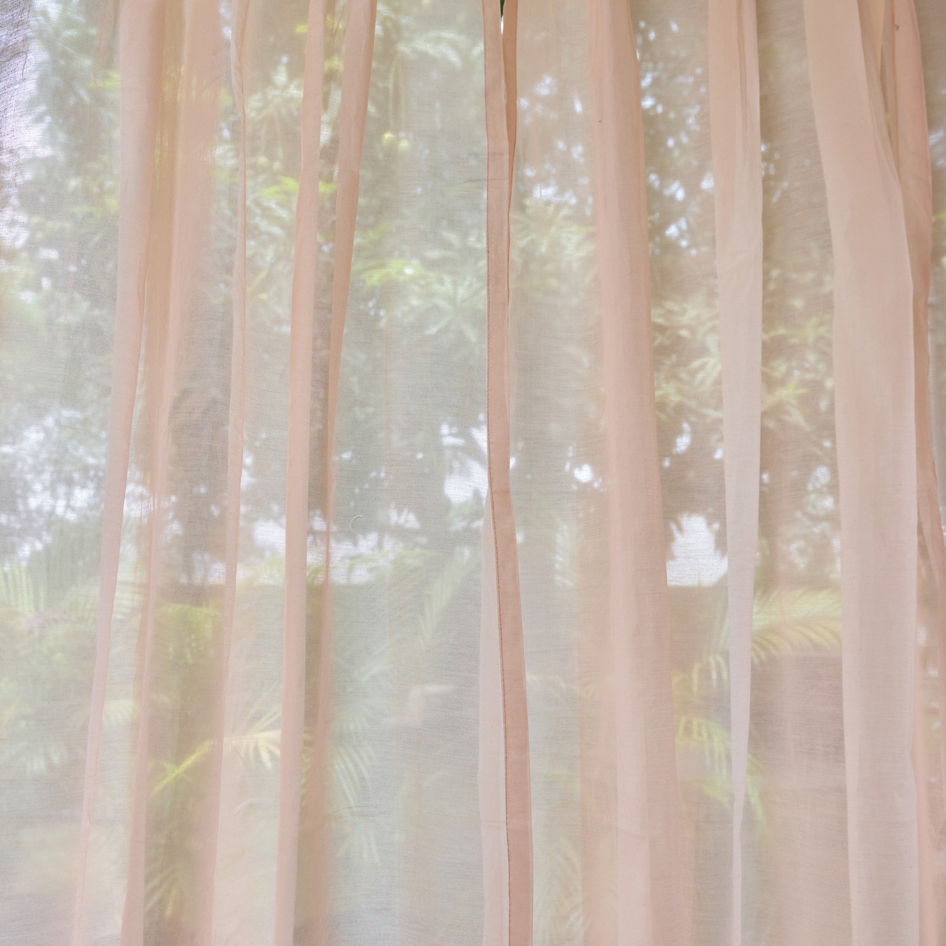 Solid Baby Pink Cotton Silk Sheer Curtains-Curtains-House of Ekam