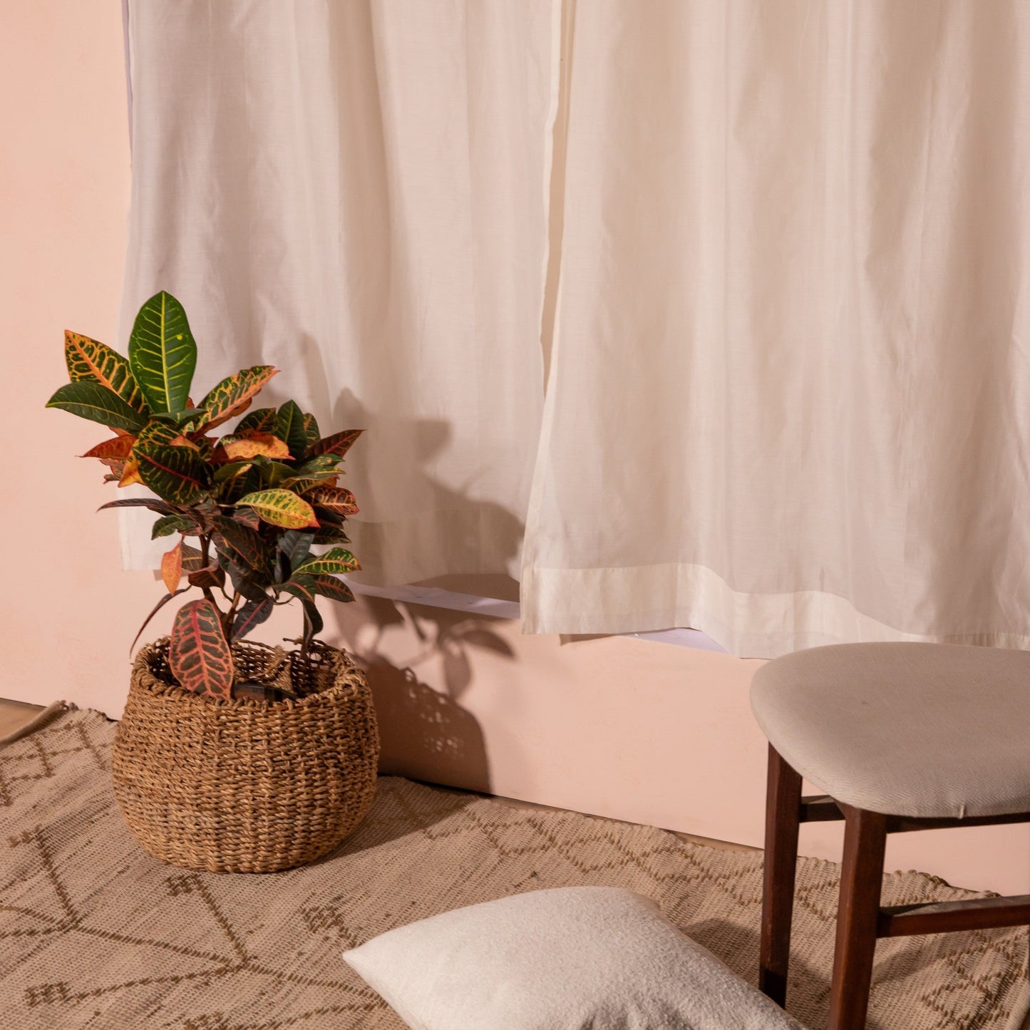 Solid White Cotton Silk Sheer Curtains-Curtains-House of Ekam