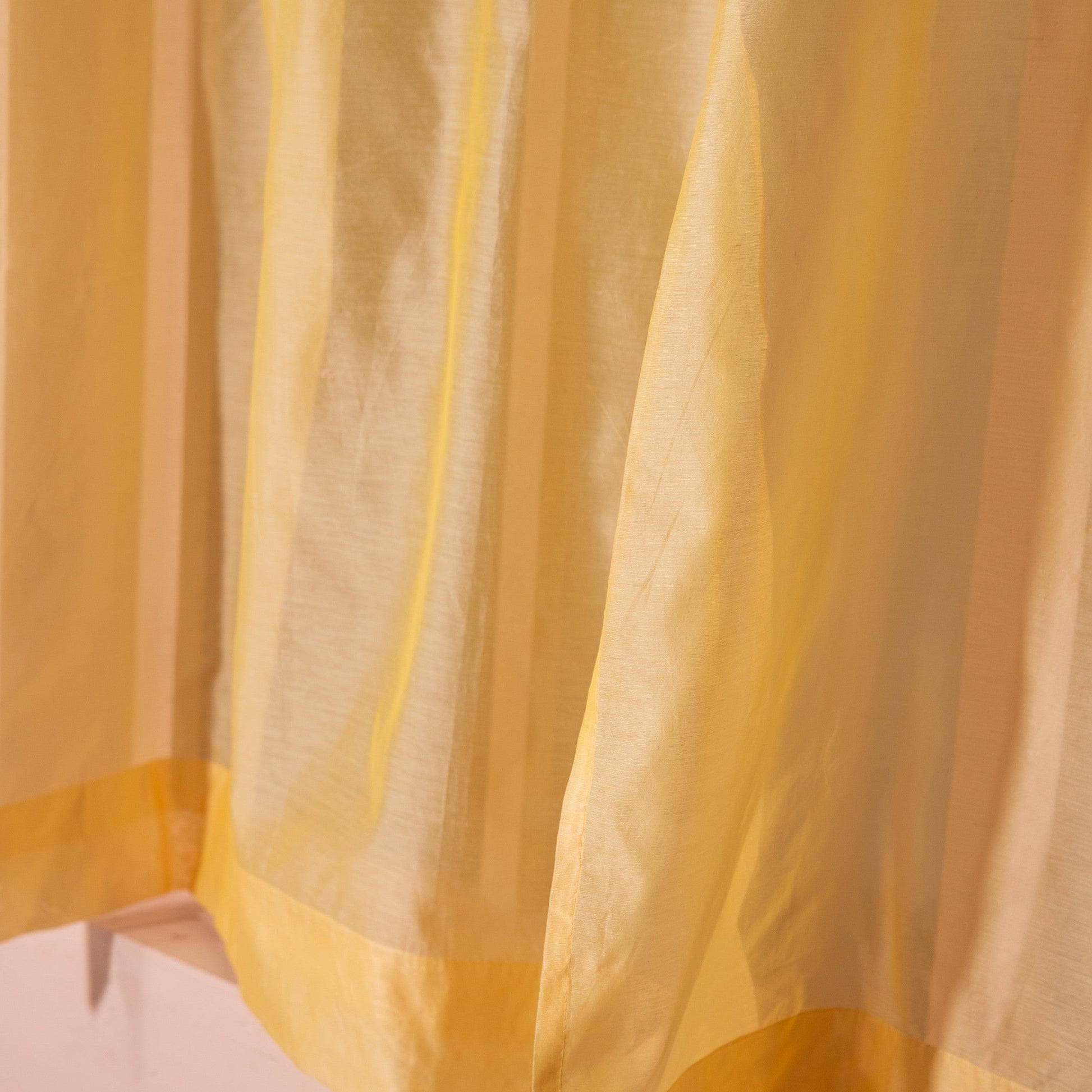 Solid Yellow Cotton Silk Curtains-Curtains-House of Ekam