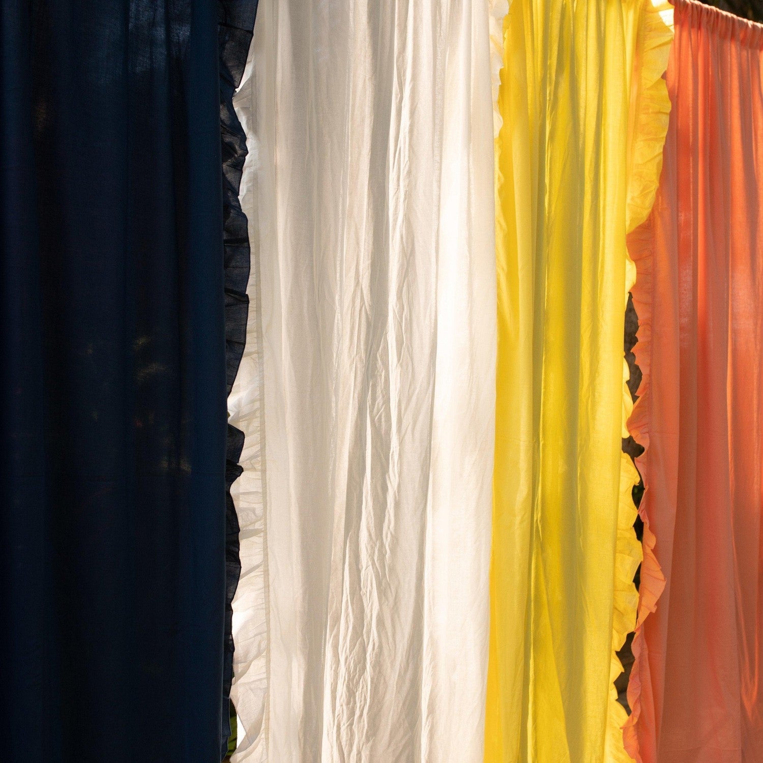 White Solid Ruffle Sheer Curtain-Curtains-House of Ekam