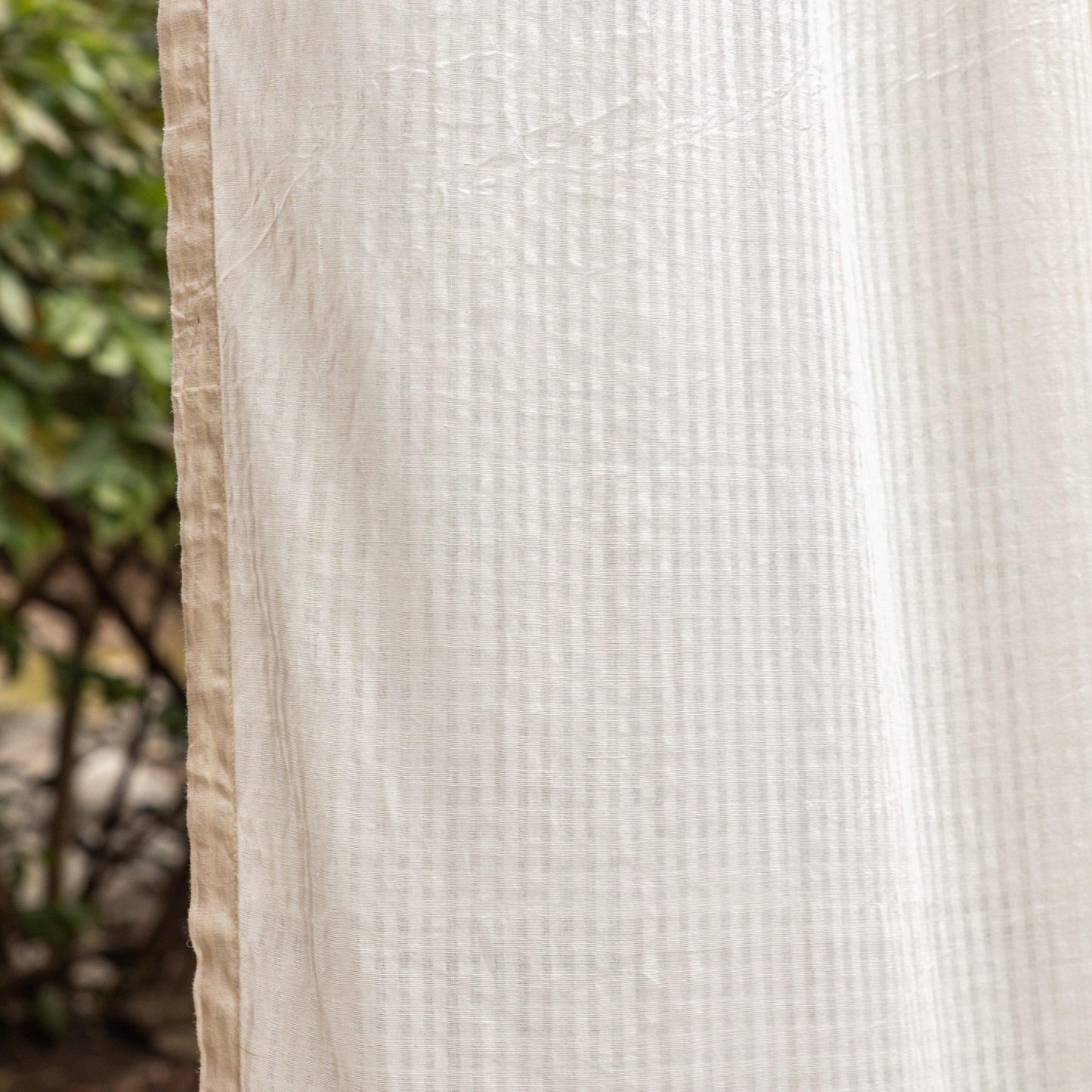 White on White Checks Venkatgiri Handloom Cotton Curtains-Curtains-House of Ekam