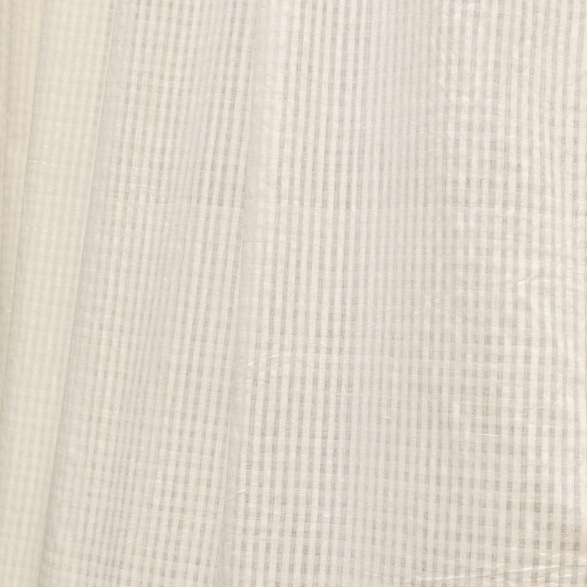 White on White Checks Venkatgiri Handloom Cotton Curtains-Curtains-House of Ekam