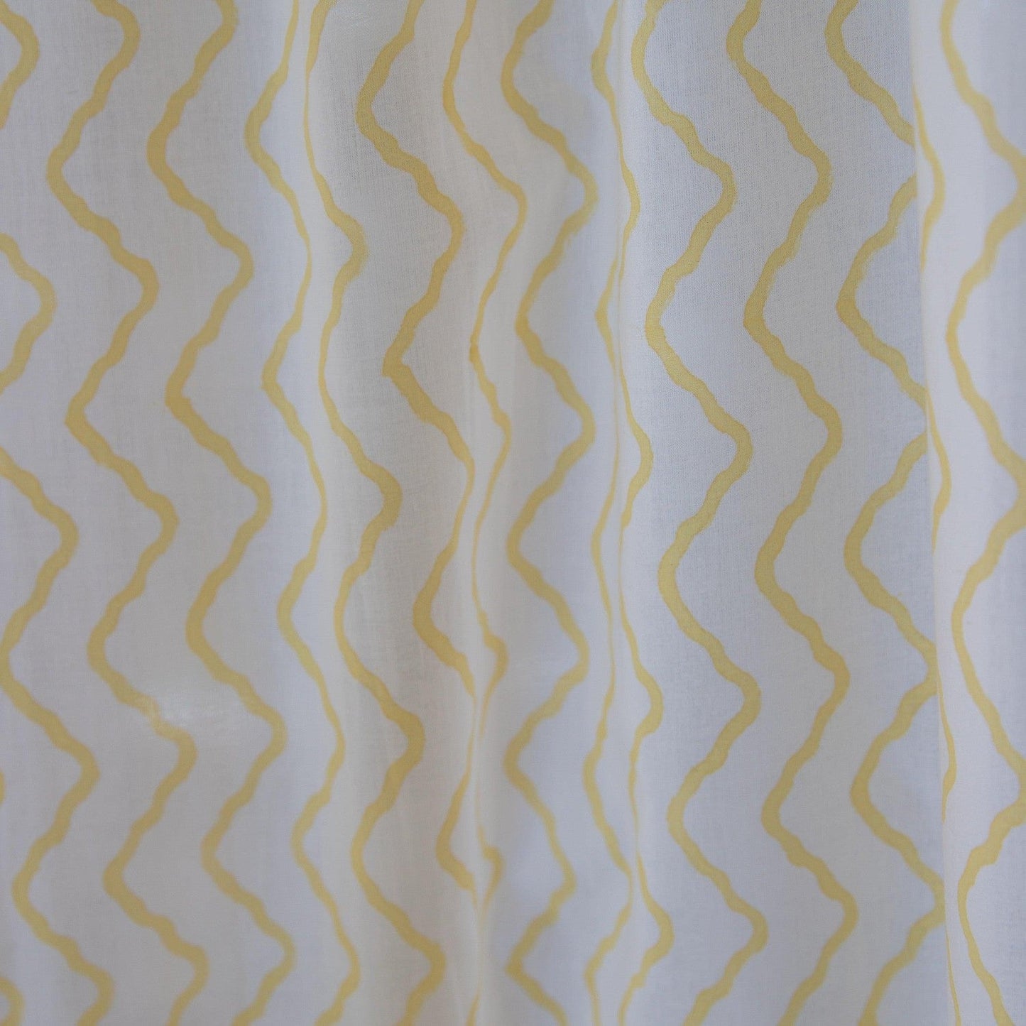Yellow Chevron Blockprint Cotton Sheer Curtain-Curtains-House of Ekam