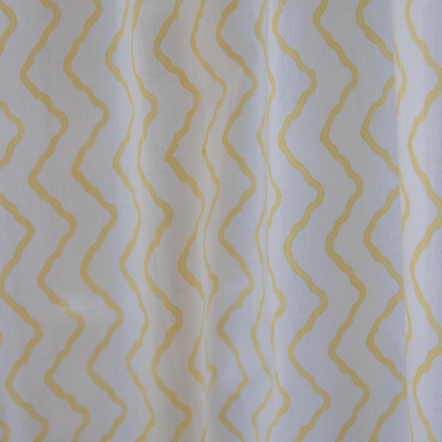 Yellow Chevron Blockprint Cotton Sheer Curtain-Curtains-House of Ekam