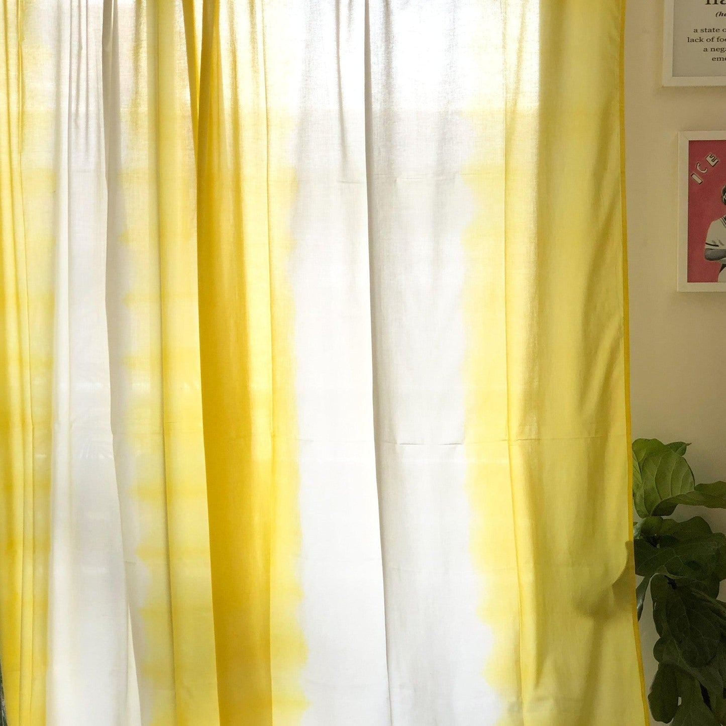 Yellow Ombre Dip Dye Sheer Curtain-Curtains-House of Ekam
