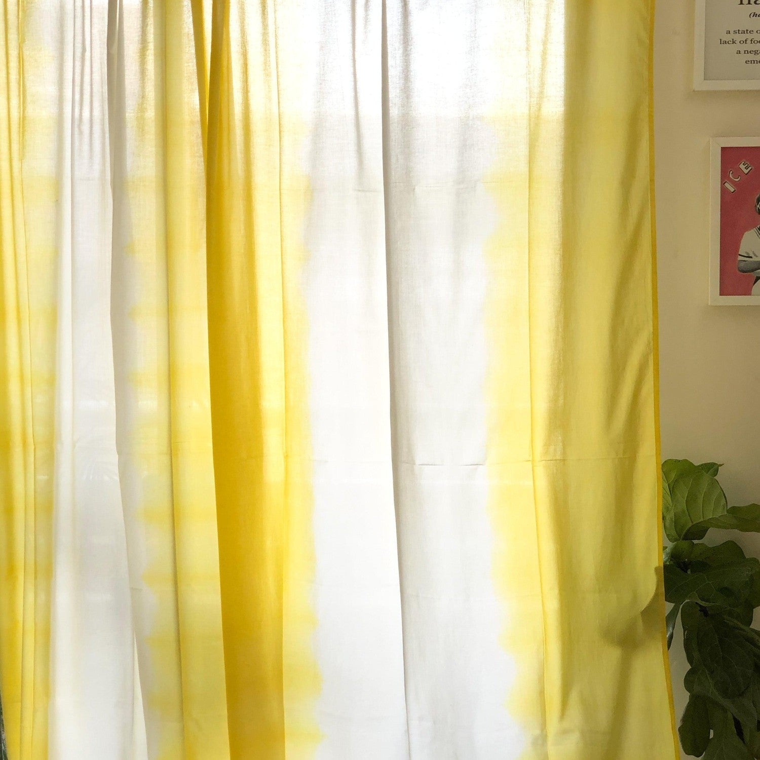 Yellow Ombre Dip Dye Sheer Curtain-Curtains-House of Ekam